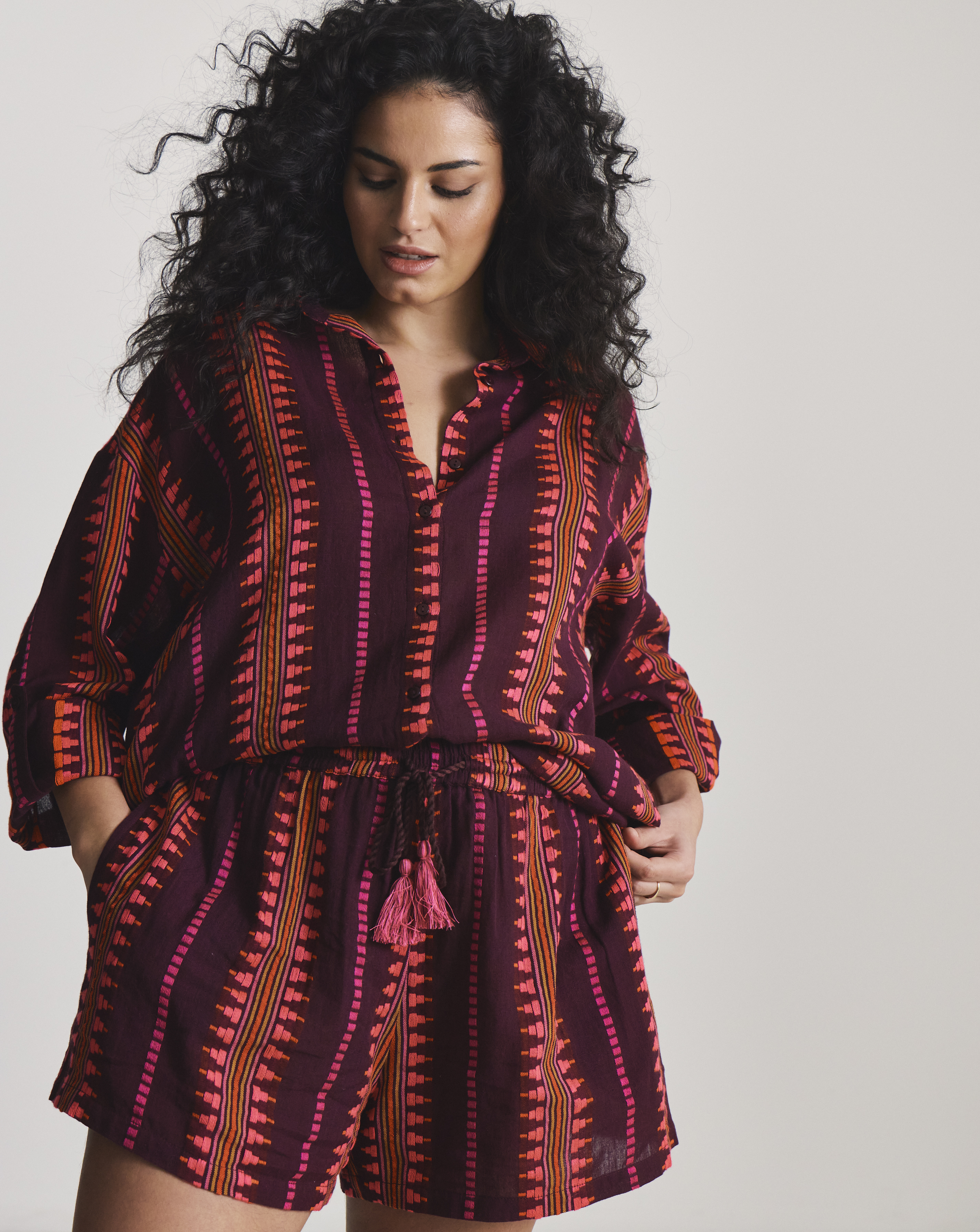 Jacquard Shirt And Short Beach Coord