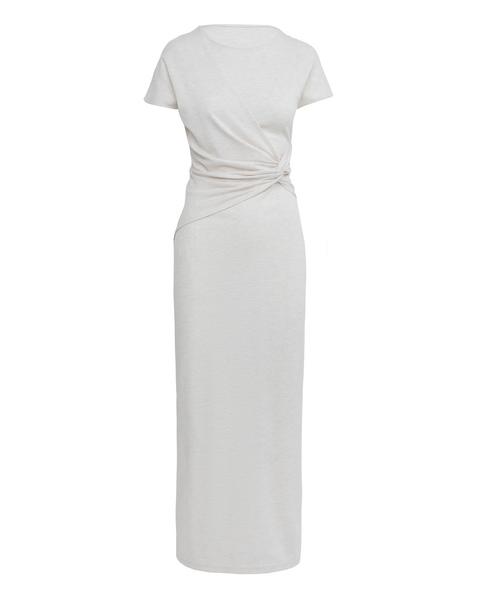 Oatmeal Twist Front Premium Jersey Dress