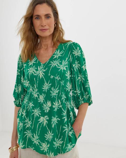 V Neck Puff Sleeve Top