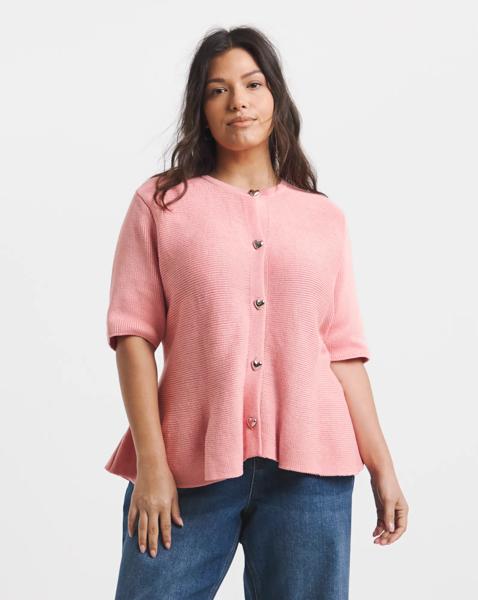Short Sleeve Peplum Cardigan