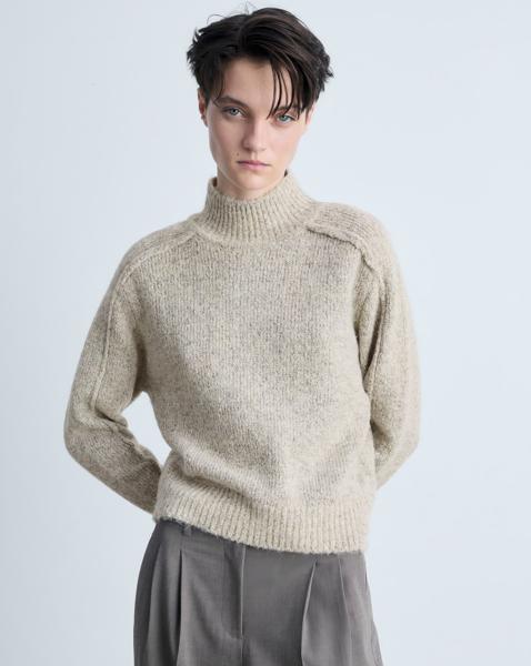 Mango Creme High Neck Sweater