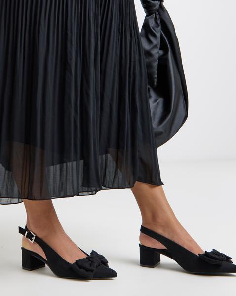 Block Heel Slingback With Bow Wide