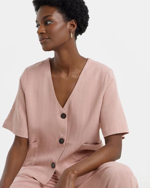 LINEN MIX STRIPE JACKET