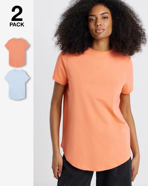 2 Pack Curved Hem Longline Tees
