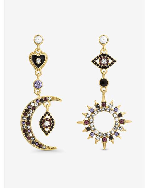 Gold Crystal Mismatch Celestial Earrings