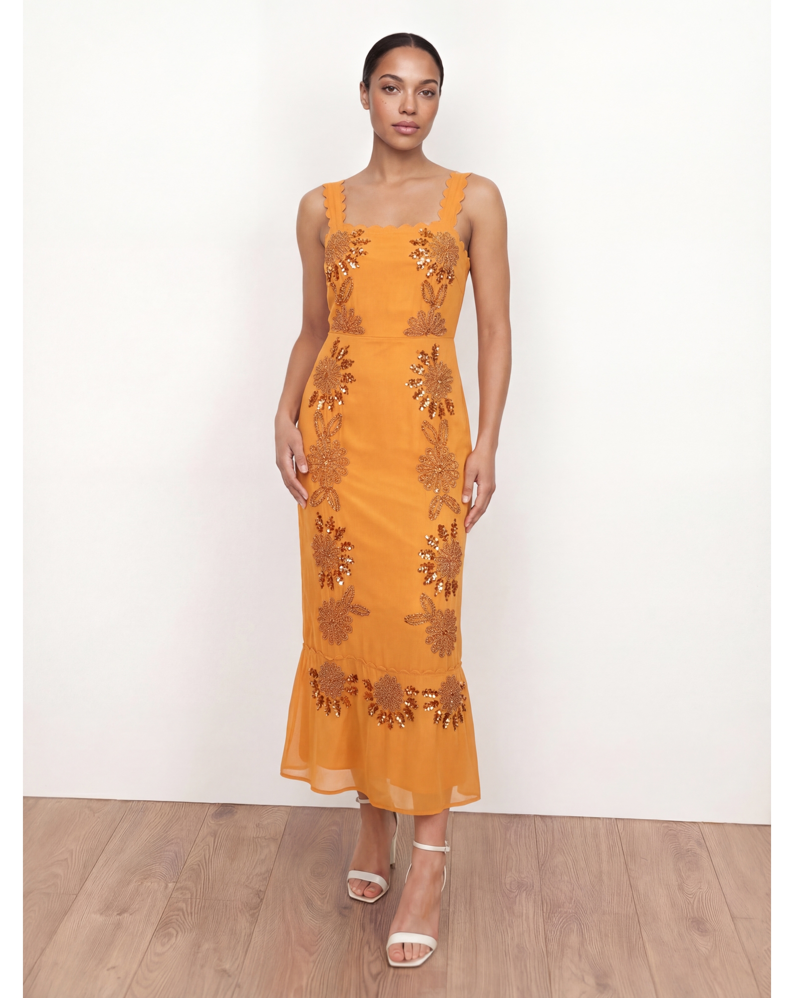 Maya Deluxe Embellished Strappy Midaxi D Yellow - Maya Deluxe - Size18