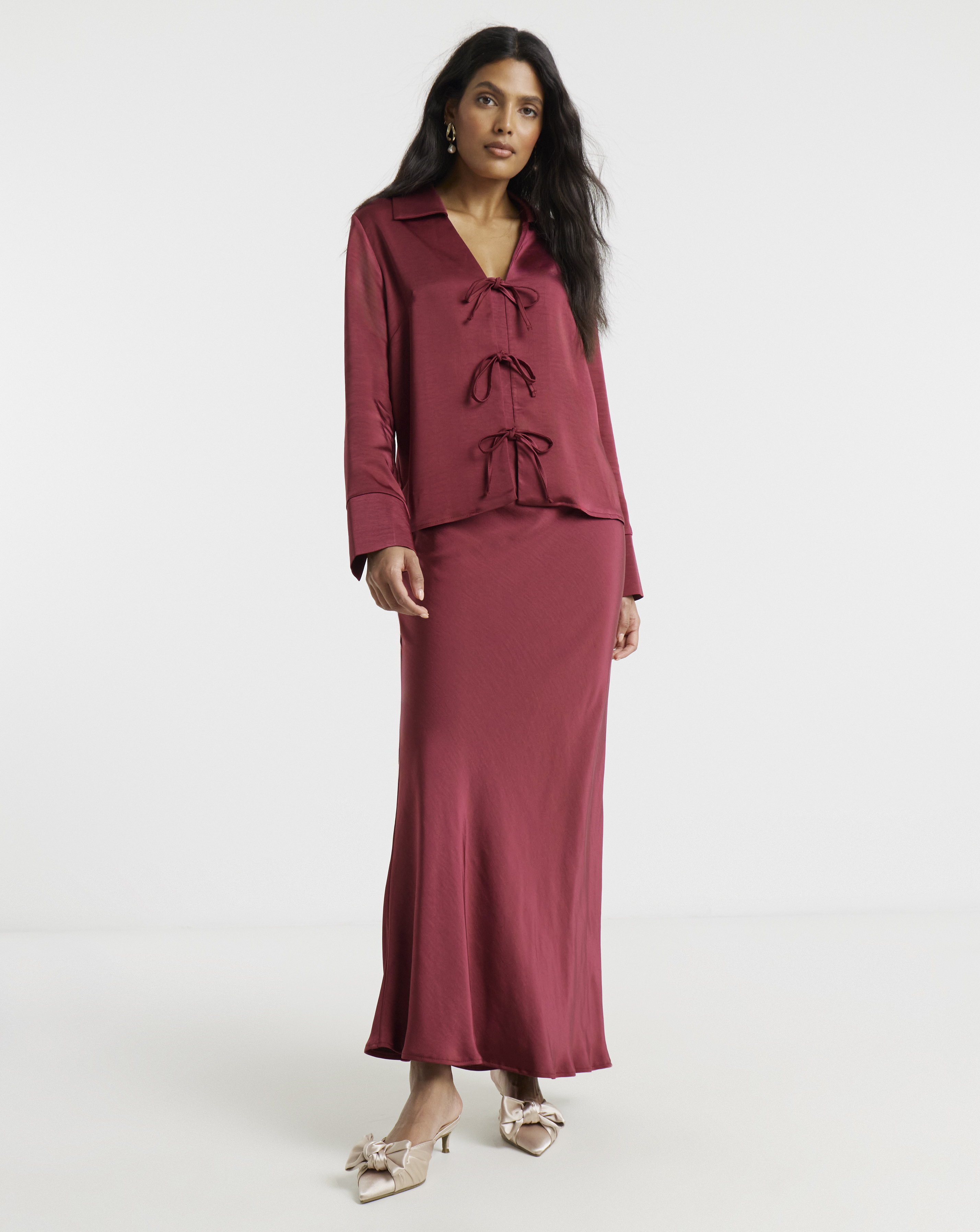 Flounce London Satin Maxi Skirt