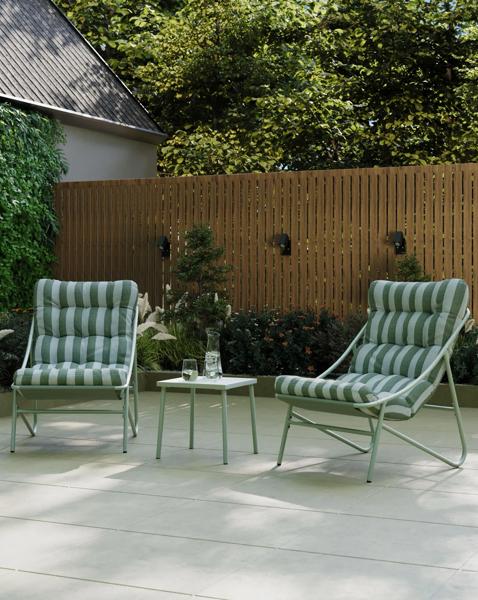 Charles Bentley Green Stripe Bistro Set
