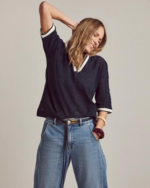 Anthology Crochet Polo Top