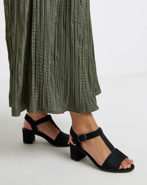 T Bar Heeled Sandals Wide