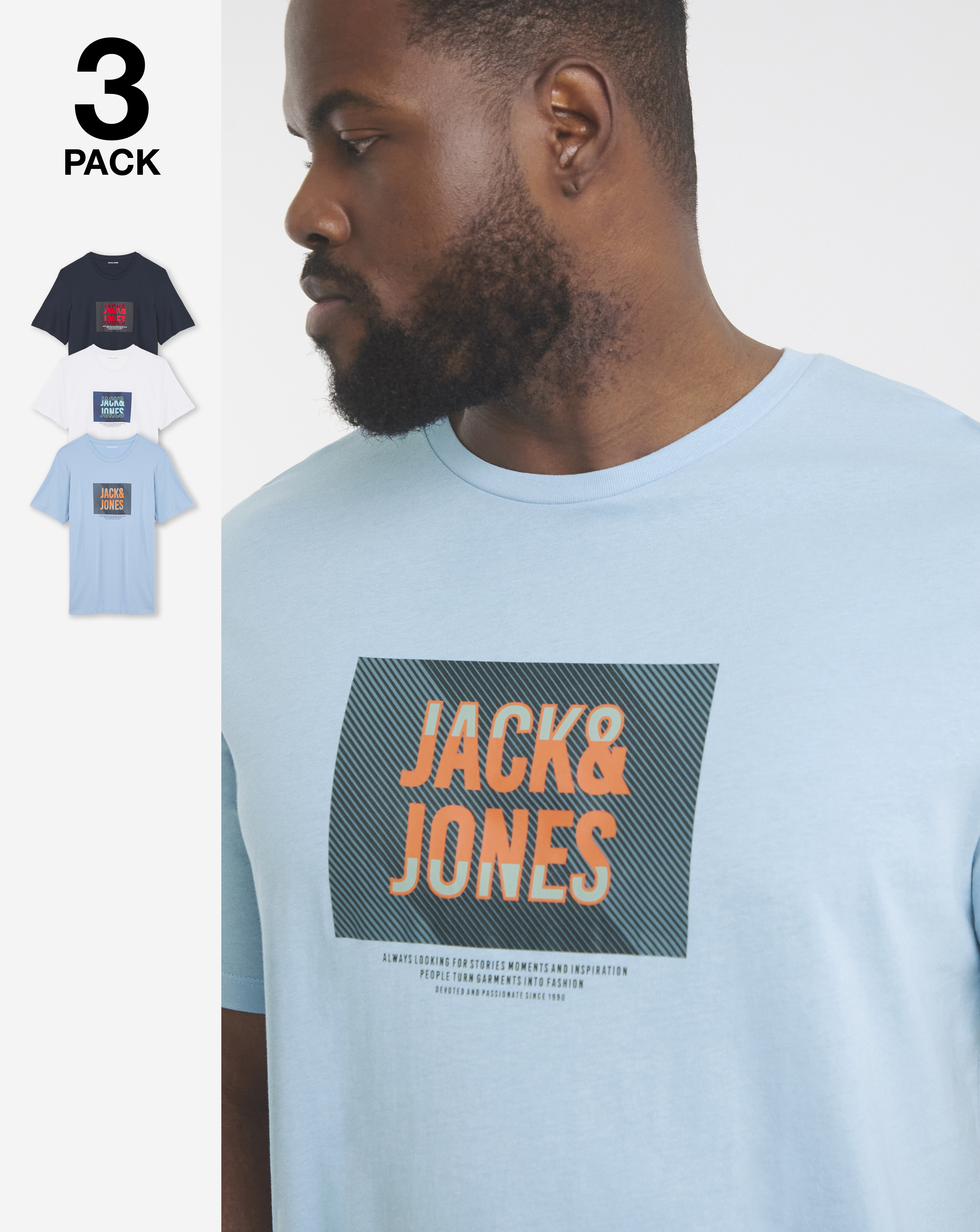 Jack & Jones Hudson Logo T-Shirt 3 Pack