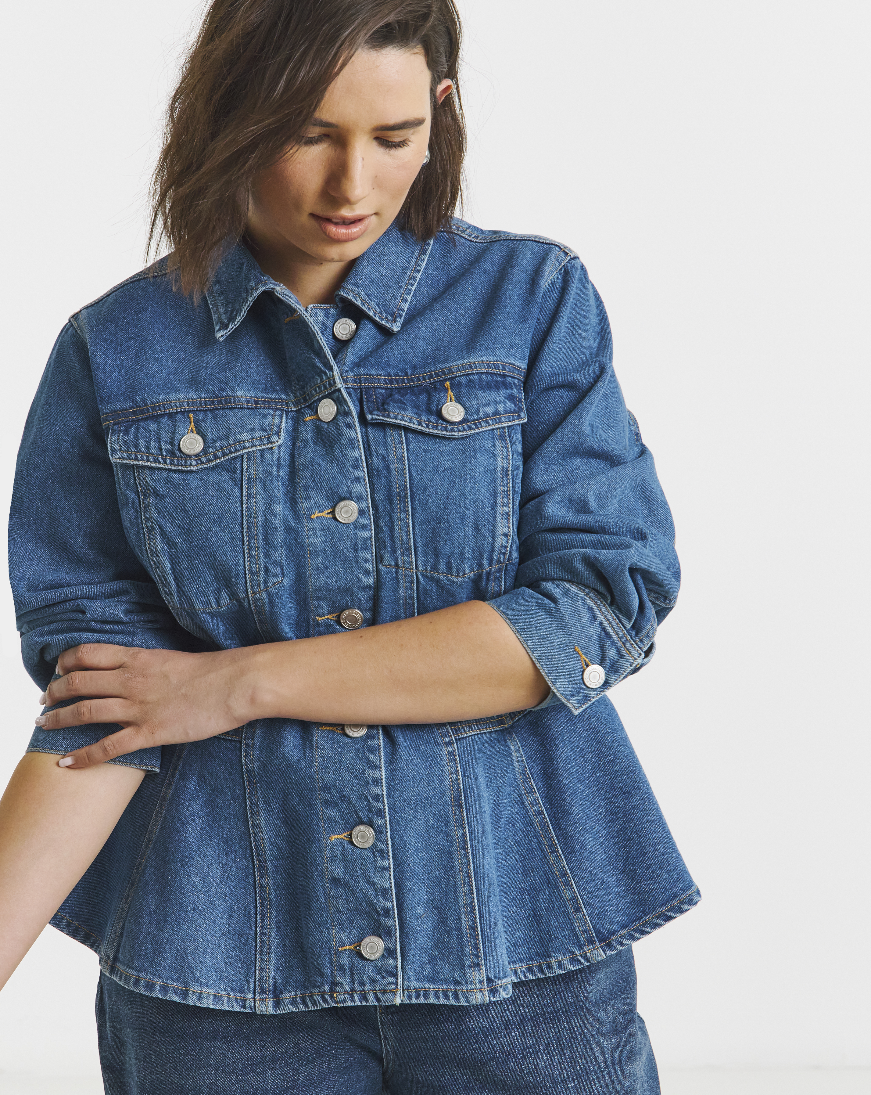 Simply Be Mid Wash Denim Peplum Jacket