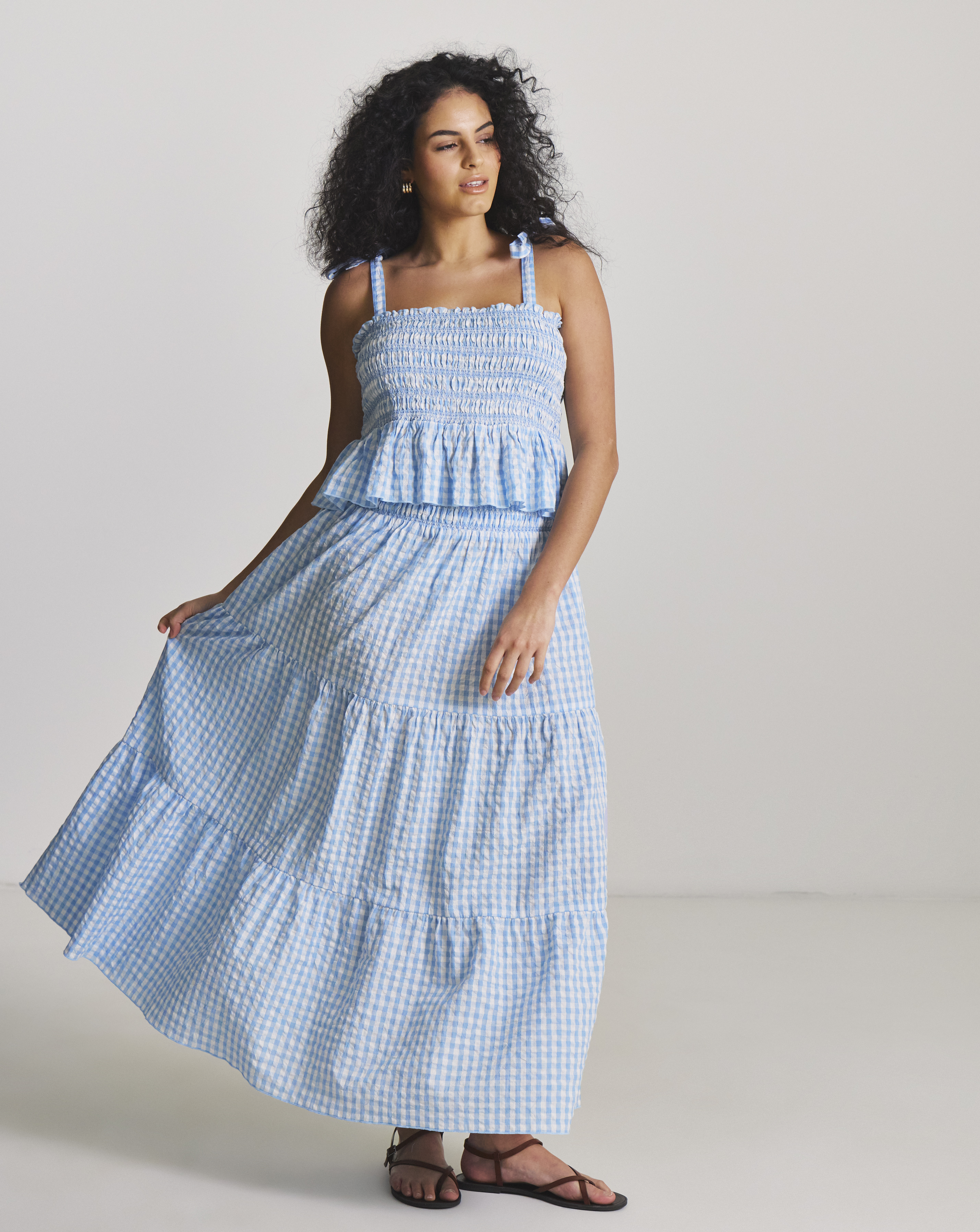 New In - Gingham Beach Skirt And Top Co-Ord