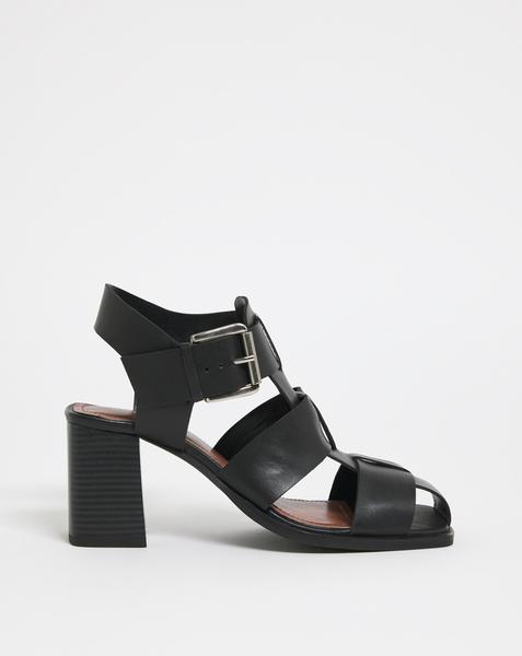 Charlotte Leather Fisherman Block Heeled Shoes - Extra Wide Fit (EEE) - Image
