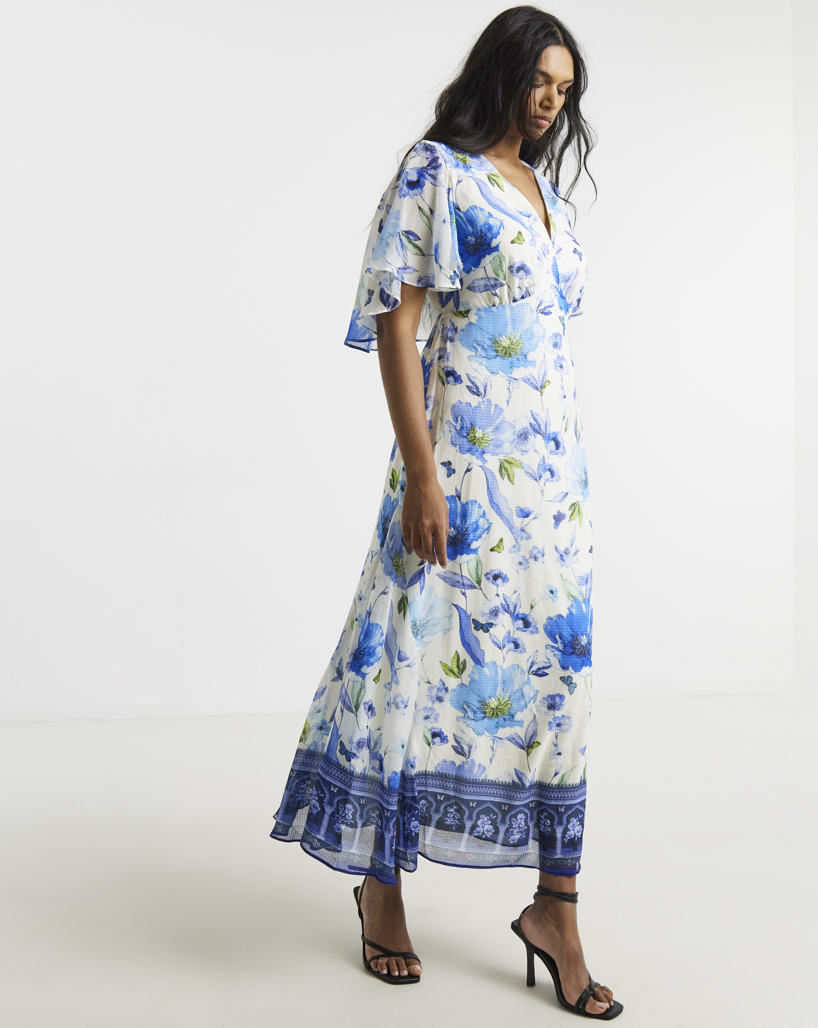 Joanna Hope Cape Sleeve Tea Dress