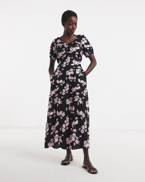 Cap Sleeve Milkmaid Midi Dress