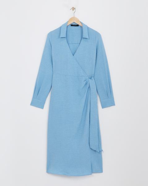 Textured Wrap Shirt Dress
