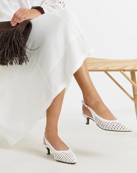 Woven Pointed Toe Slingbacks Ex Wide