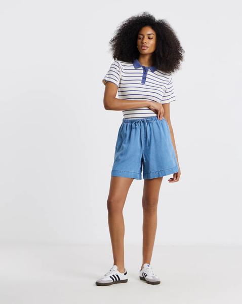 Light Blue Lyocell Denim Jogger Shorts