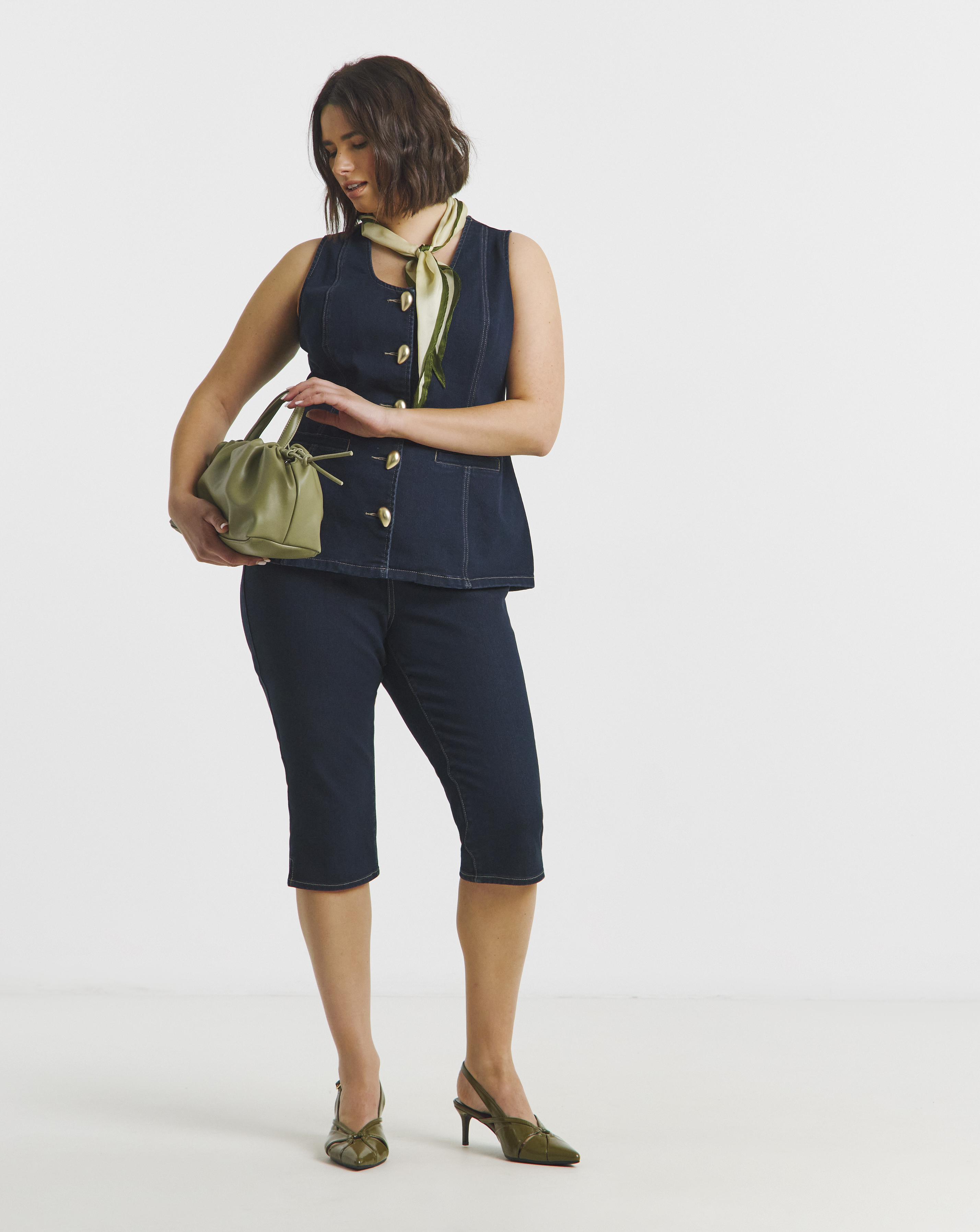 Simply Be Indigo Capri Jeans Co Ord