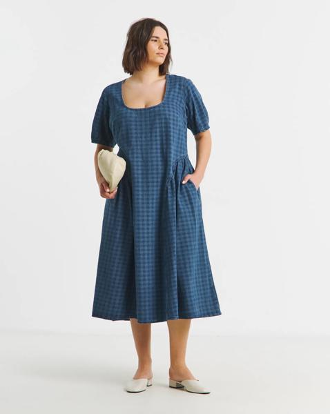 Simply Be Gingham Denim Midi Dress