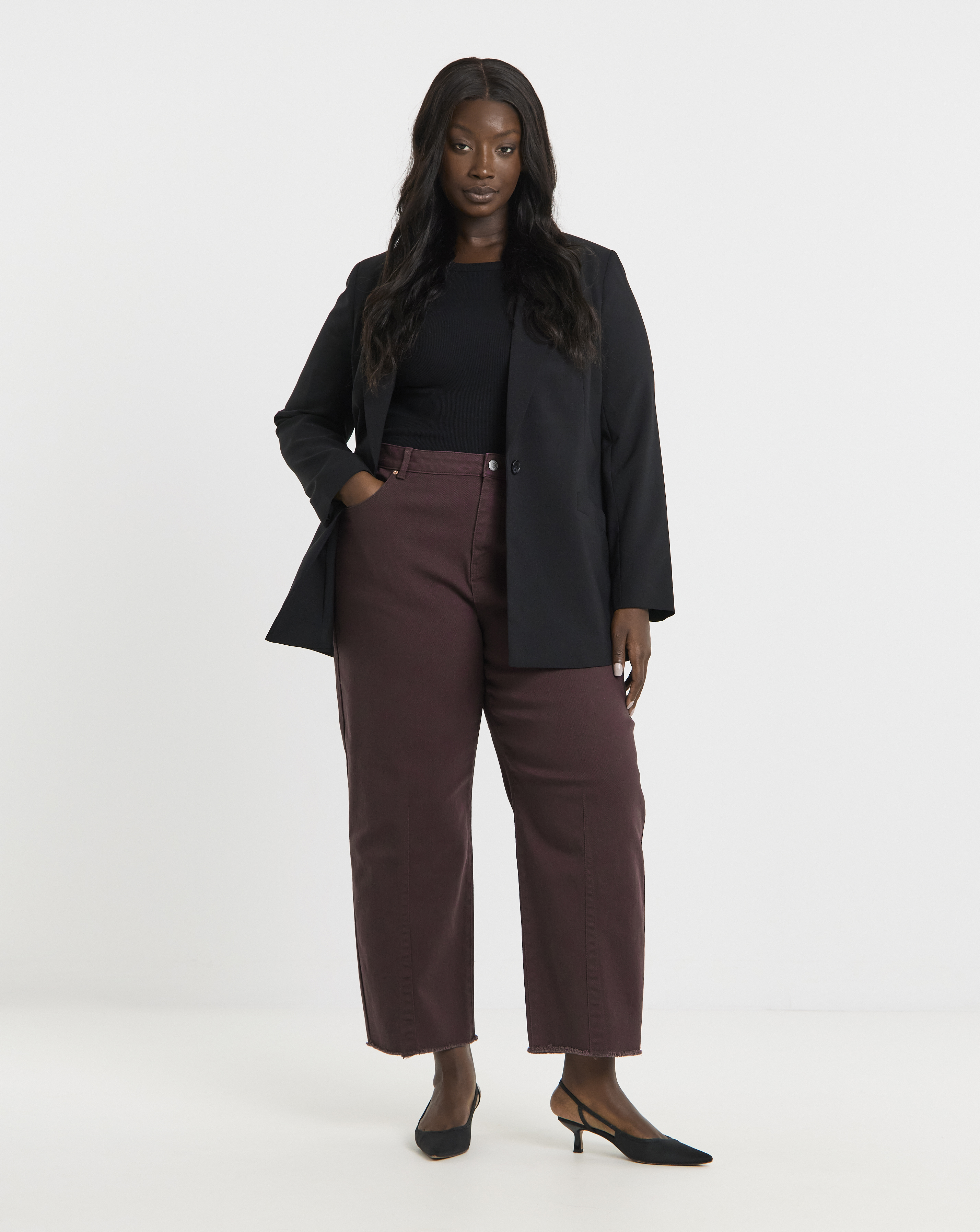 Burgundy Dart Detail Tapered Jeans