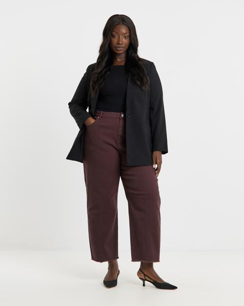 Burgundy Dart Detail Tapered Jeans