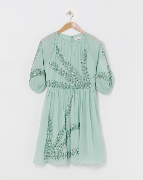 Maya Curve Puff Sleeve Sequin Dress