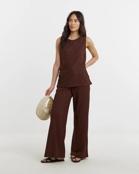 Textured Jersey Wide Leg Trouser