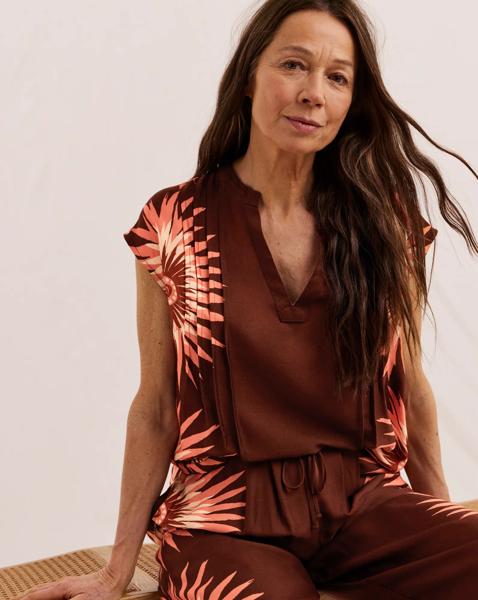 Julipa Petite Pintuck Printed Co-ord Top