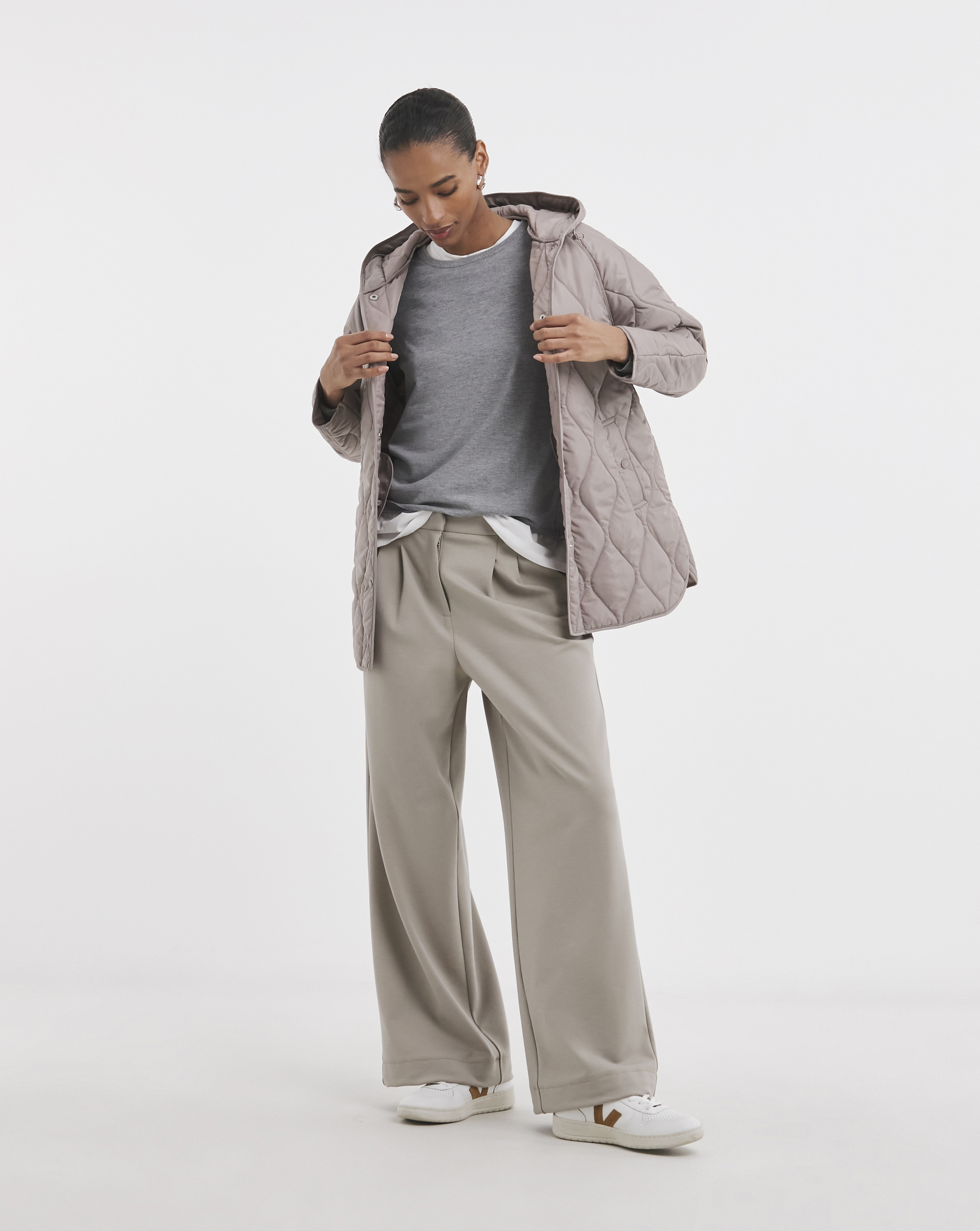 Taupe Short Quilted Jacket