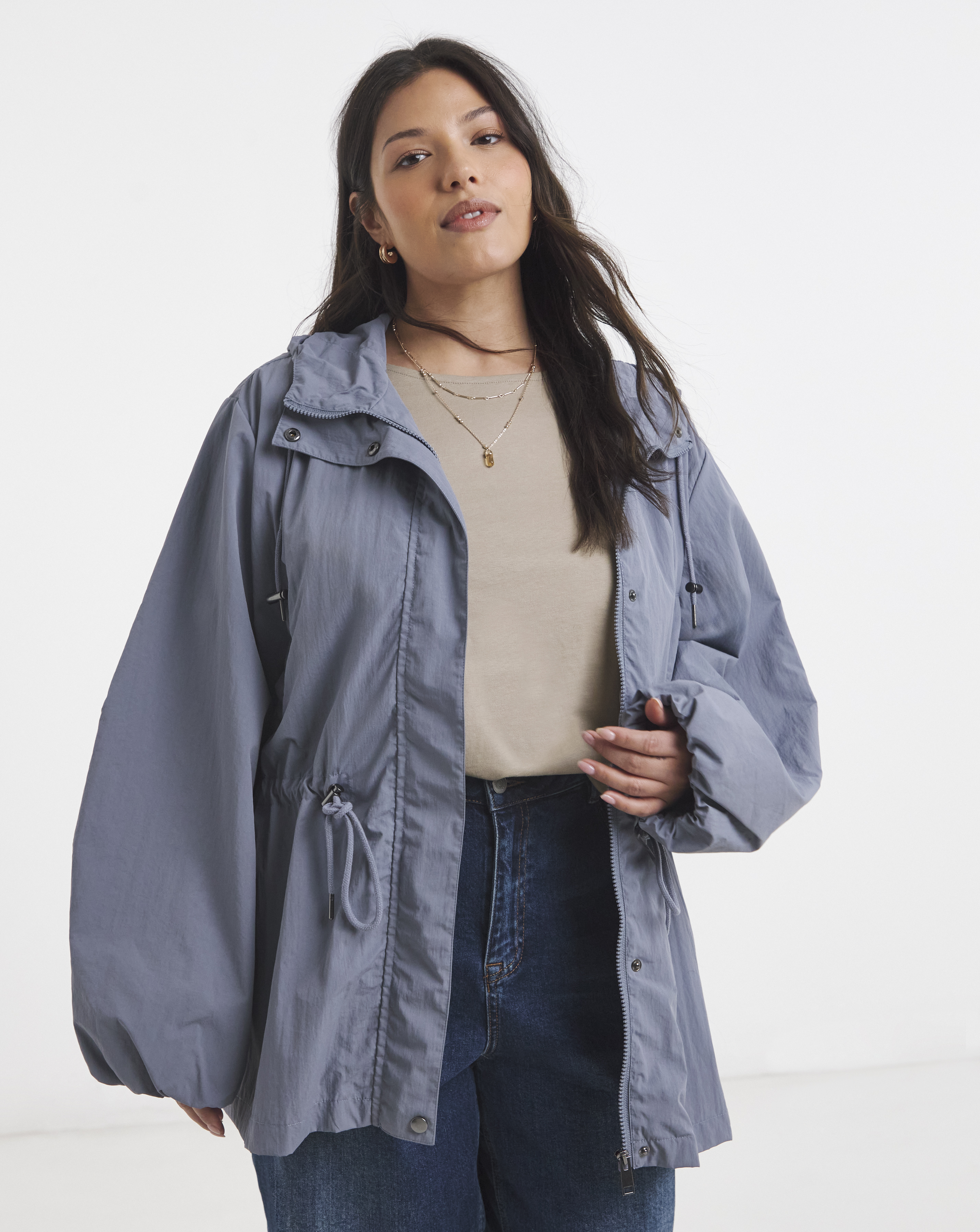 Simply Be Slate Blue Waist Detail Parka