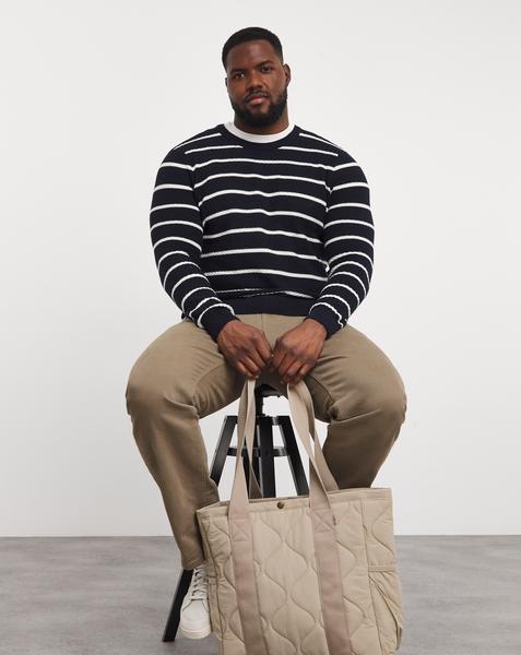 Textured Navy Stripe Knitted Jumper