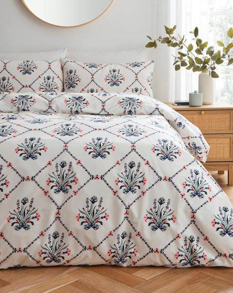 Evelyn Floral Tile Duvet Set