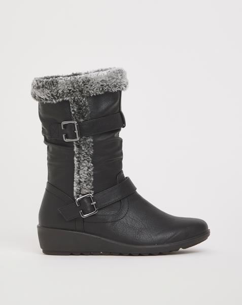 Cushion Walk Wedge Buckle Boot EEE Fit