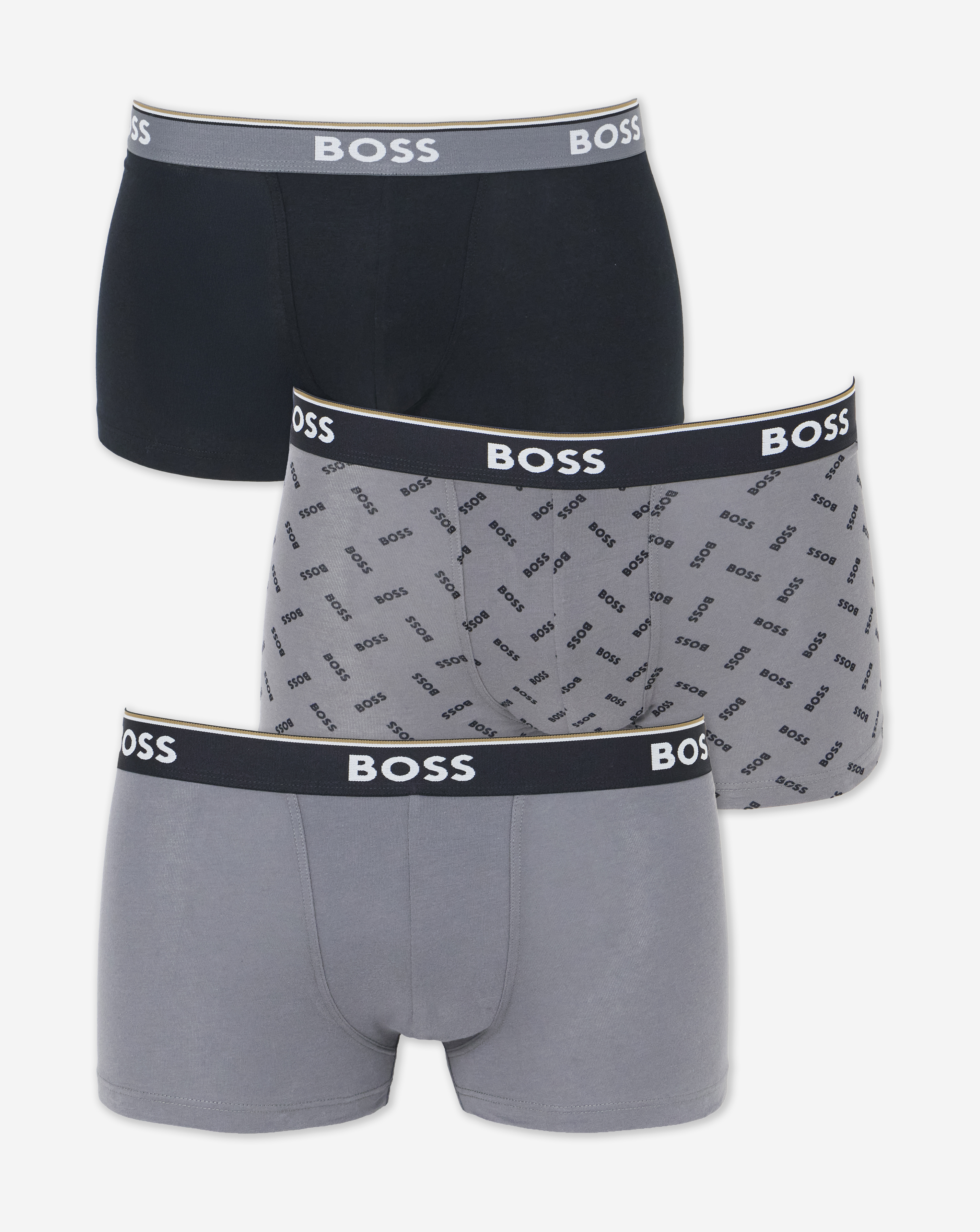 BOSS 3 Pack Trunks - Black/Grey