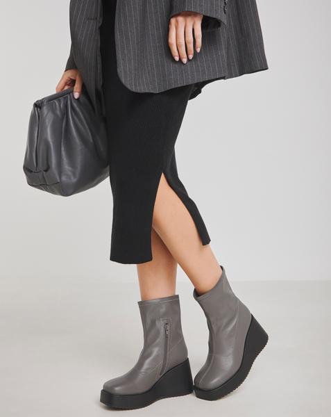Stretch Upper Wedge Ankle Boots Ex Wide