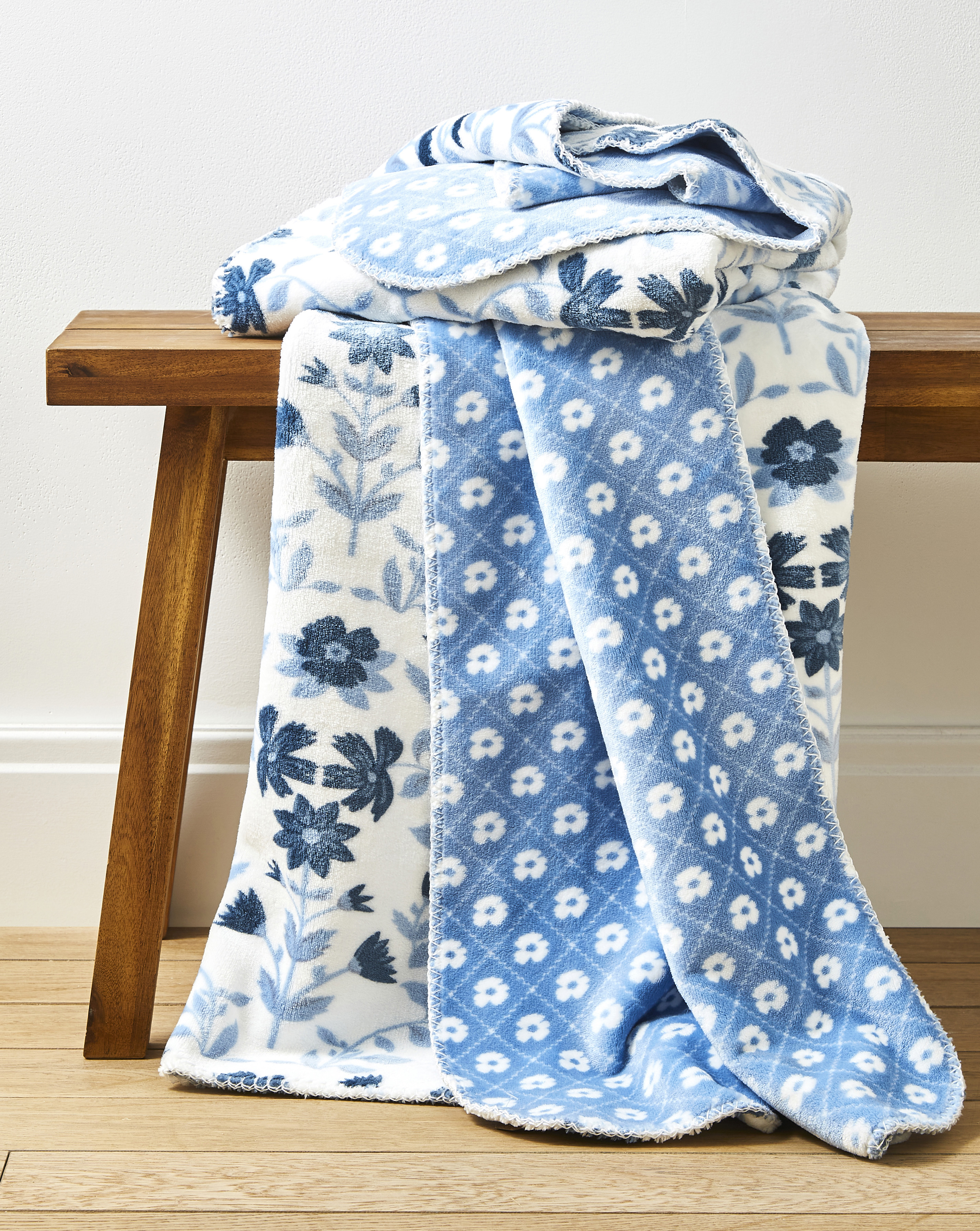 Reversible Floral Fleece Throw