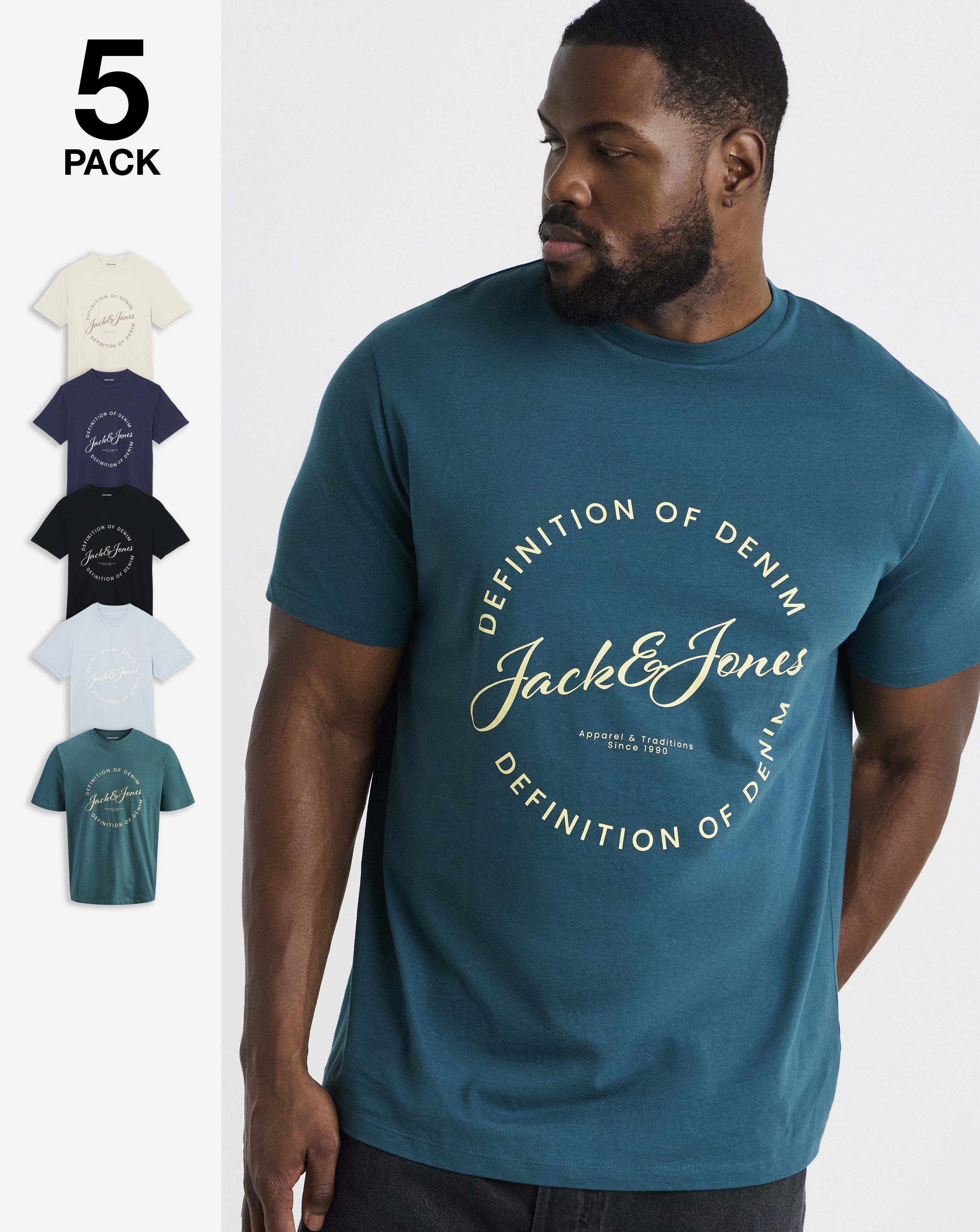 Jack & Jones Grayson Logo T-Shirt 5 Pack