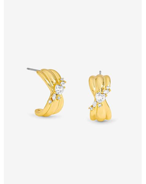 Gold Plated Crystal Half Hoops