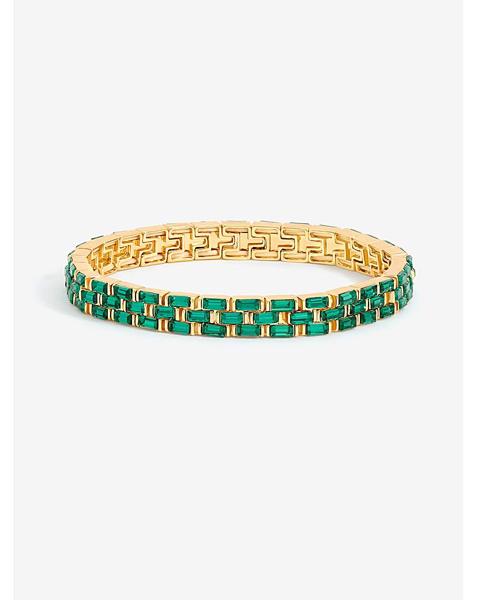 Gold Plated Emerald Chain Bracelet