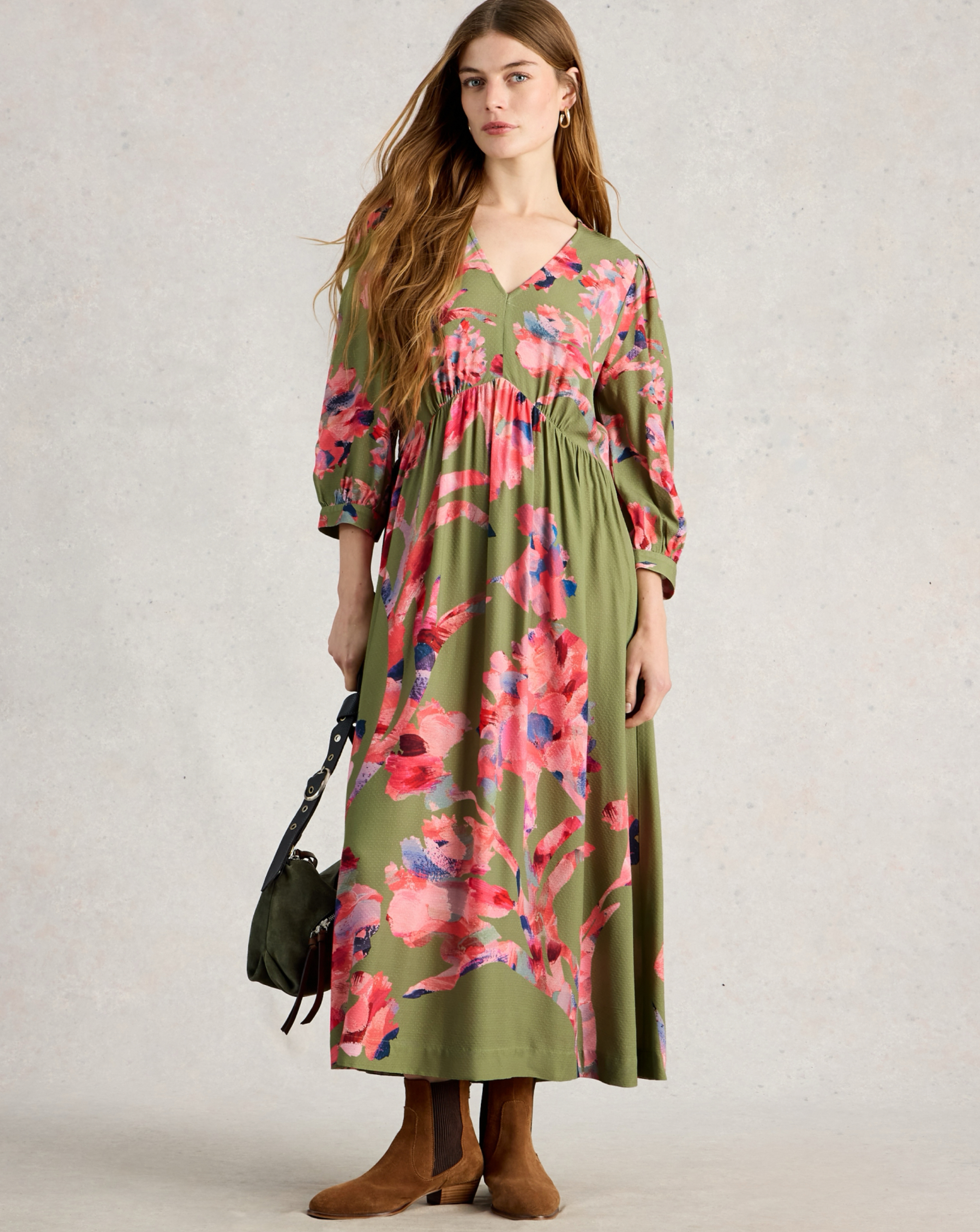 White Stuff Women's Midi Dress Green - Size 8