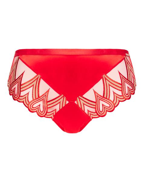 Figleaves Curve Curve Siren Satin Brazilian In Red | UK Size 12 Women's