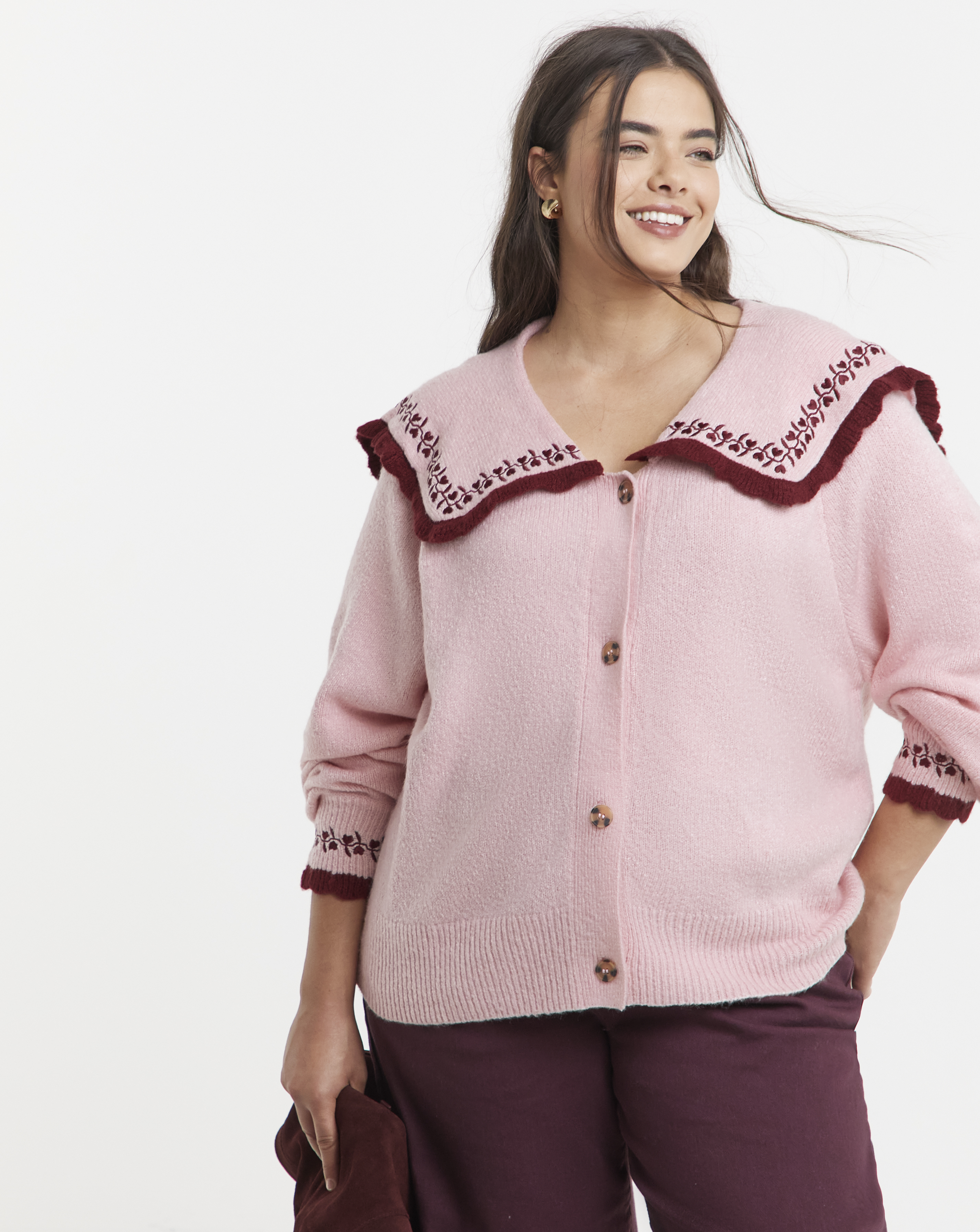 Neon Rose Salior Button Up Cardigan