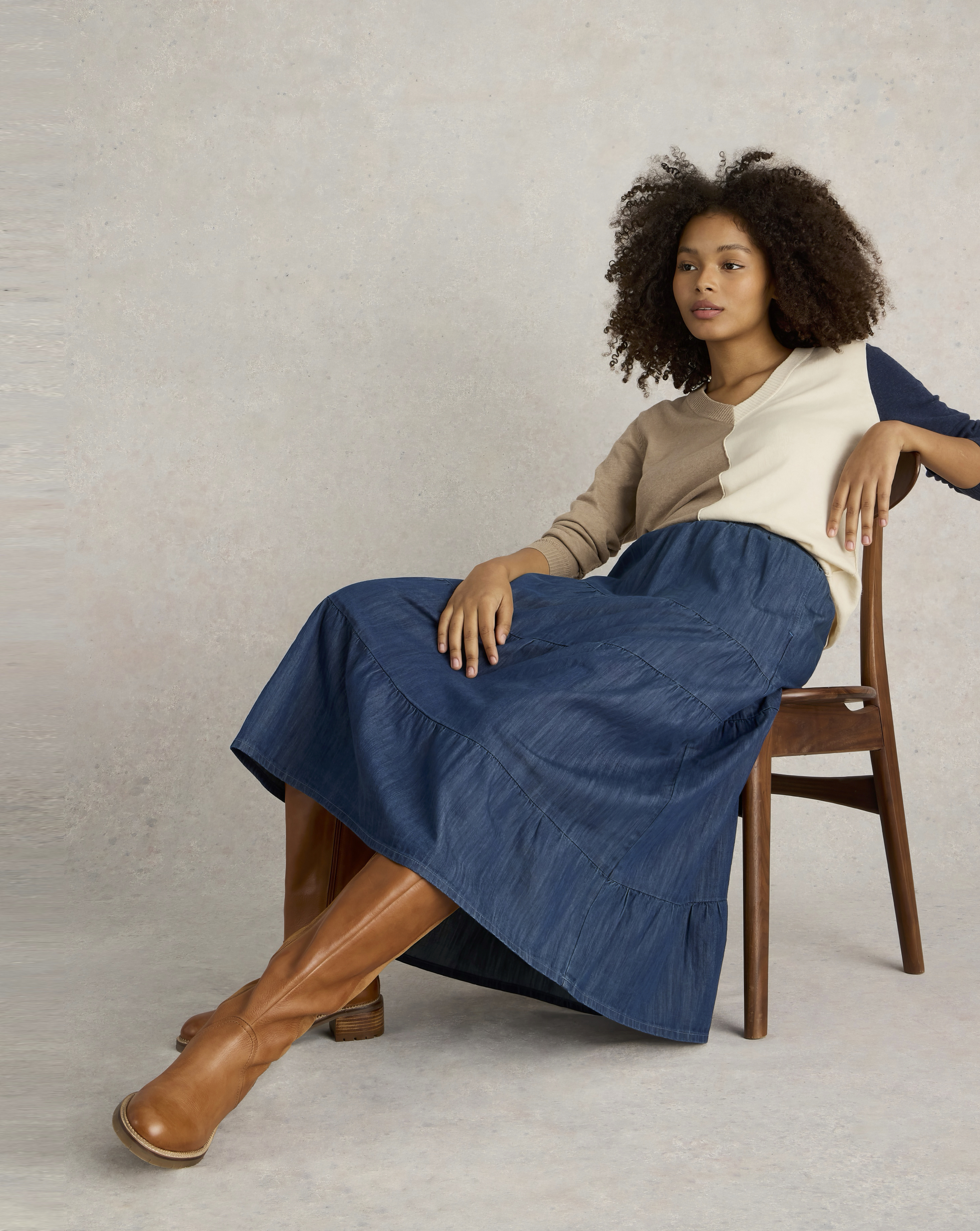 White Stuff Jenna Denim Tiered Skirt