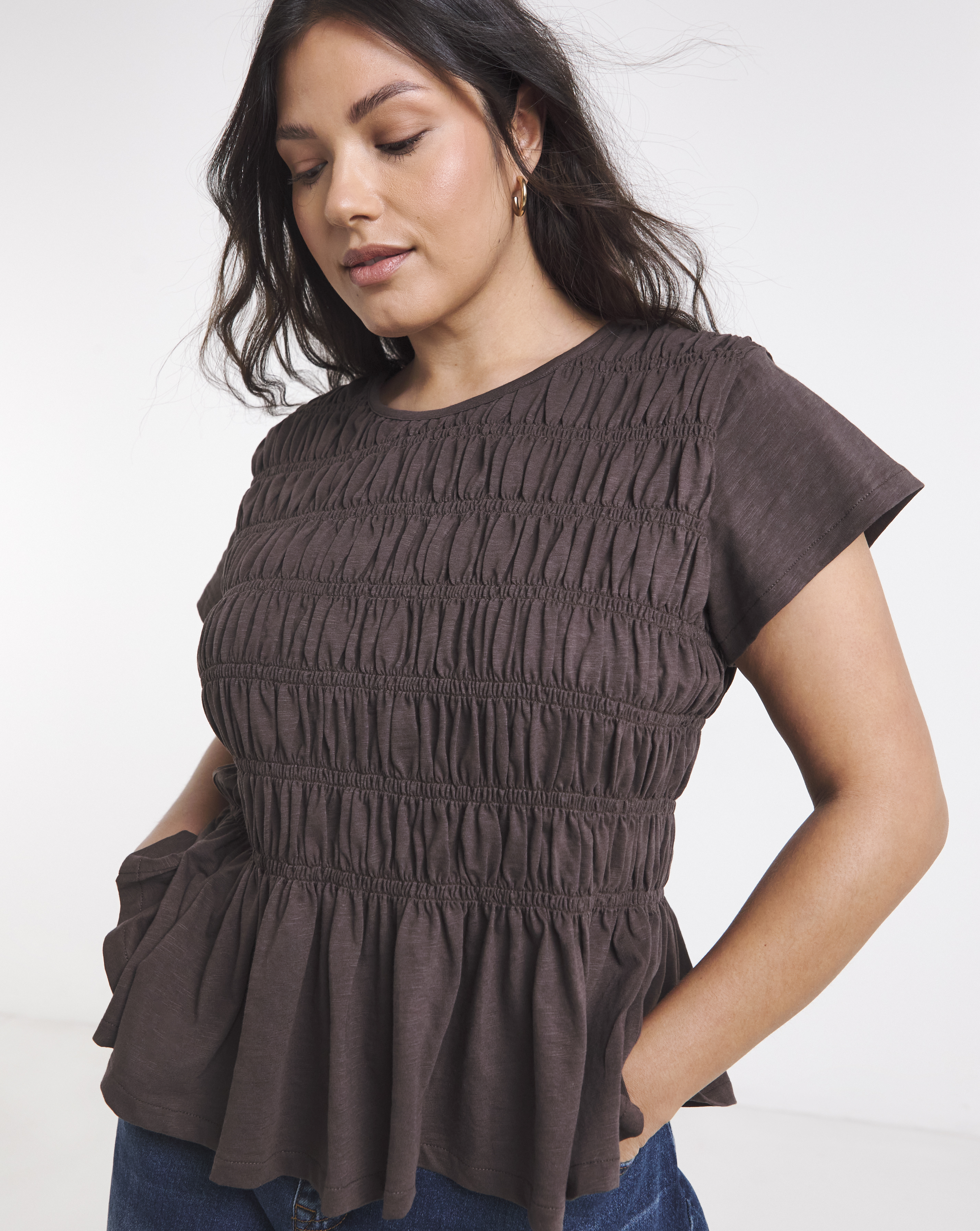 Shirred Peplum Top