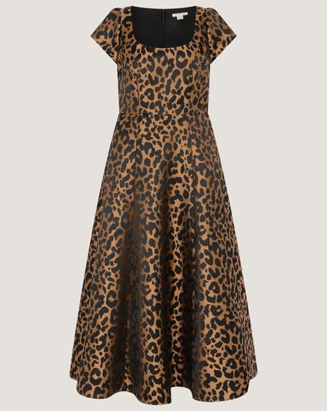 Anna Leopard Print Midi Dress