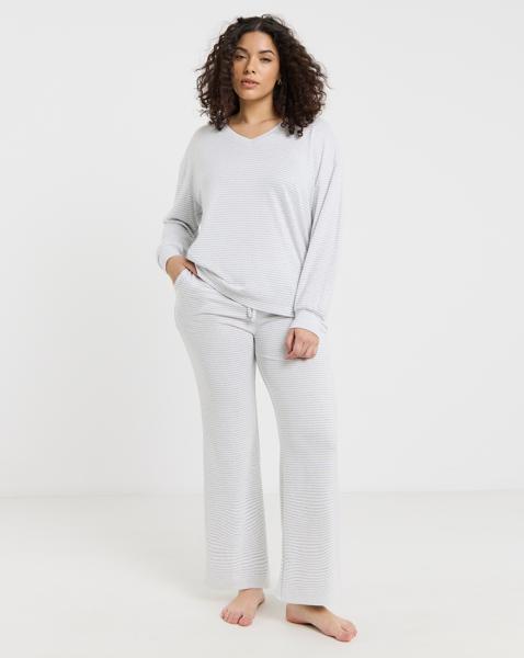 V Neck Snit Wide Leg Lounge Set
