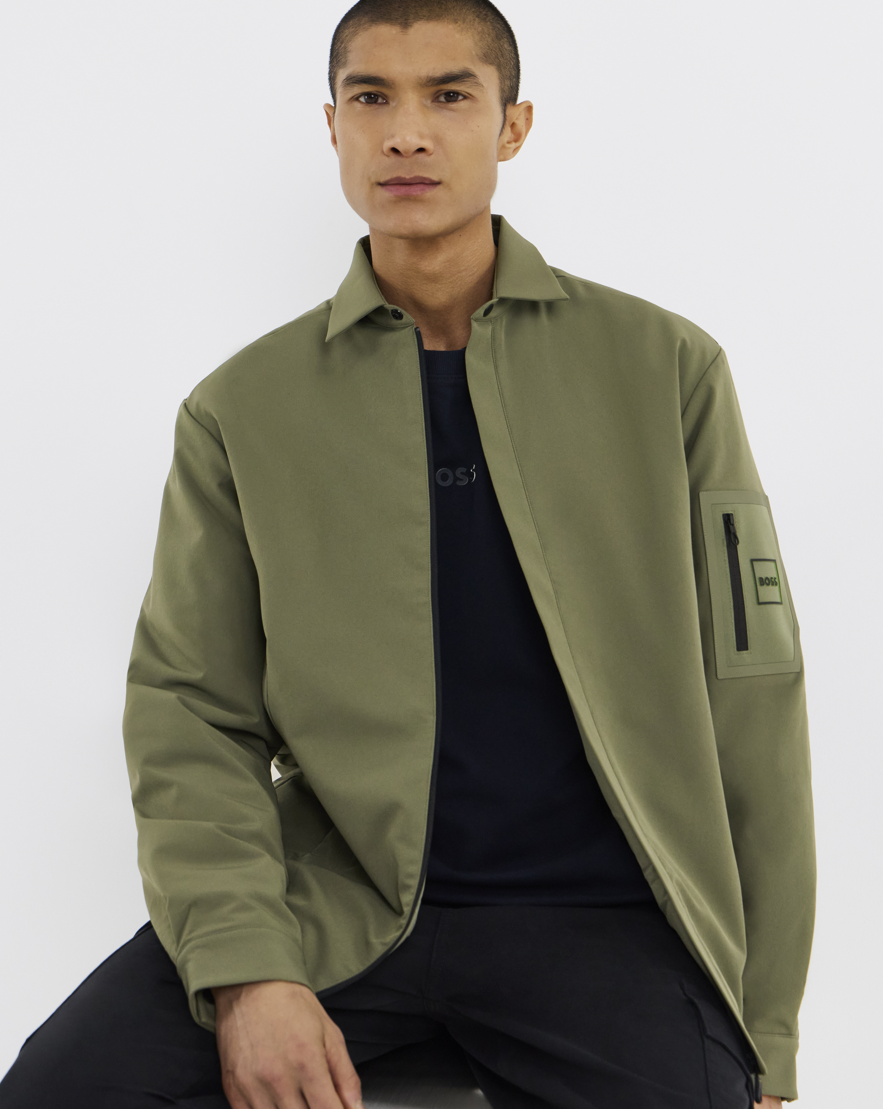 BOSS Zip Padded Overshirt - Green
