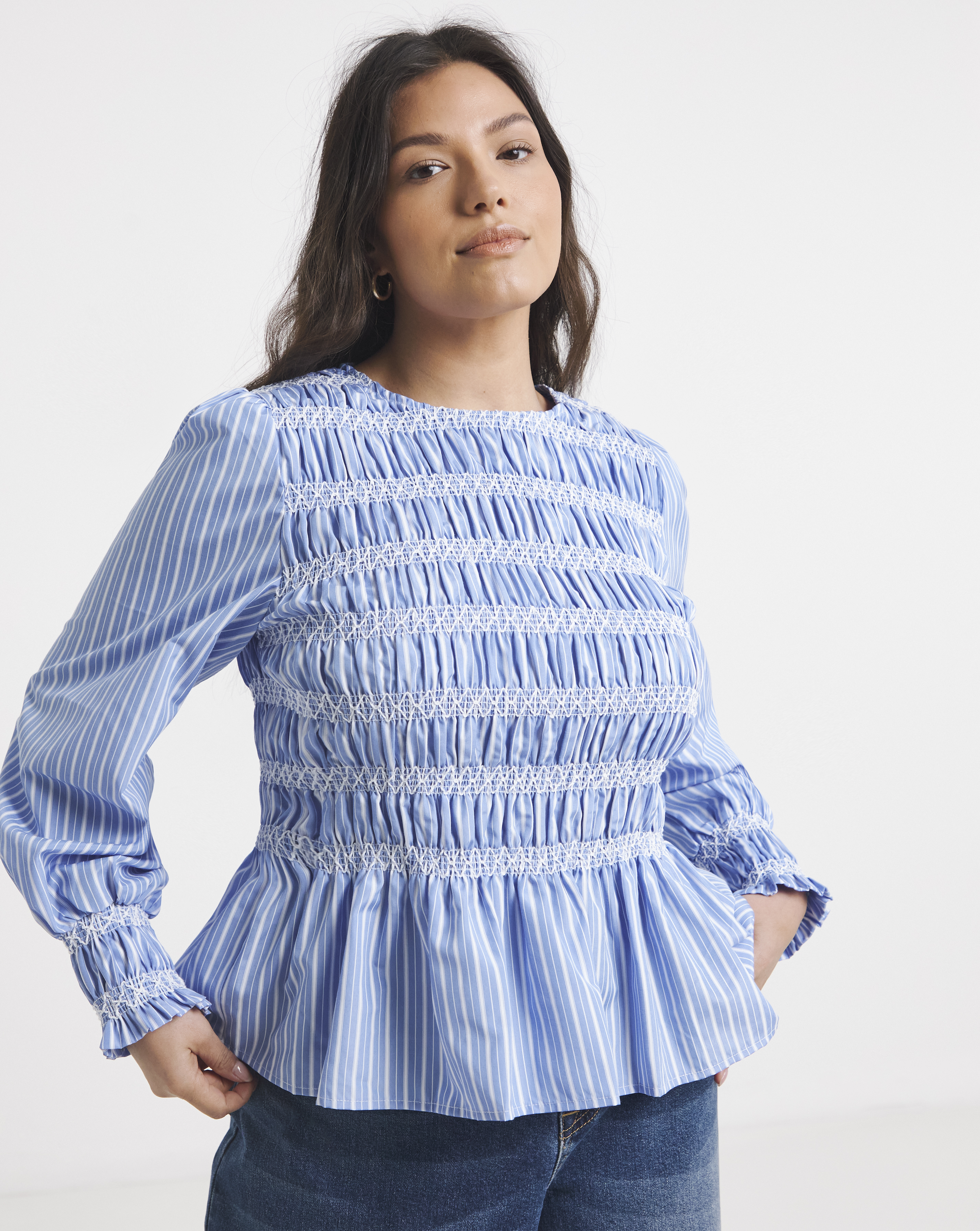 Blue Stripe Poplin Blouse